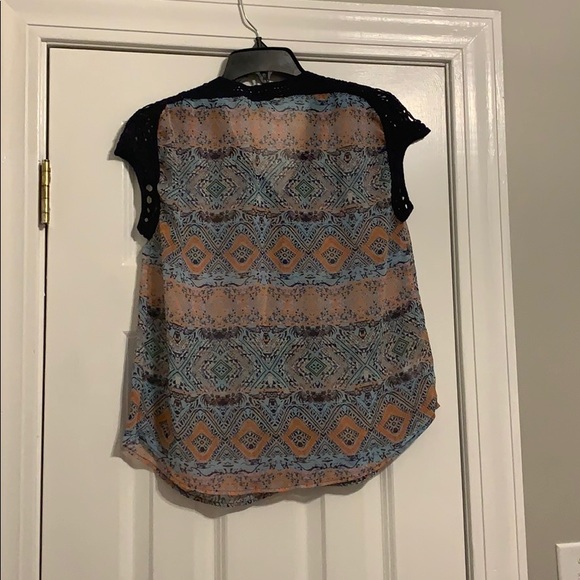 Navy and coral blouse - Picture 2 of 2